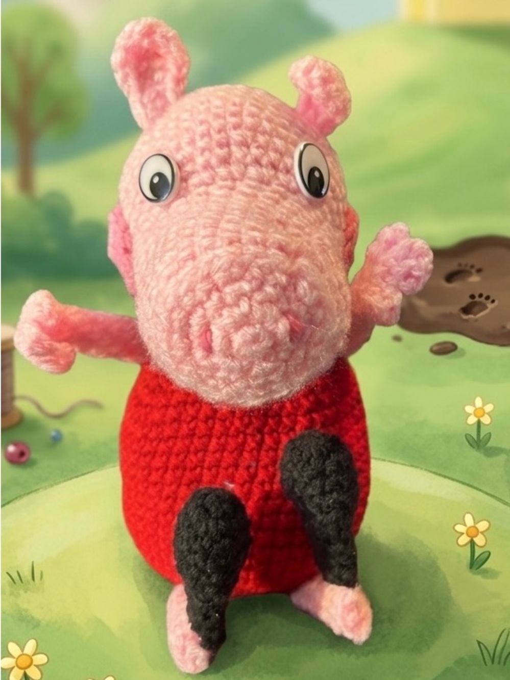 Handmade Pink Crochet Peppa Pig Plushie